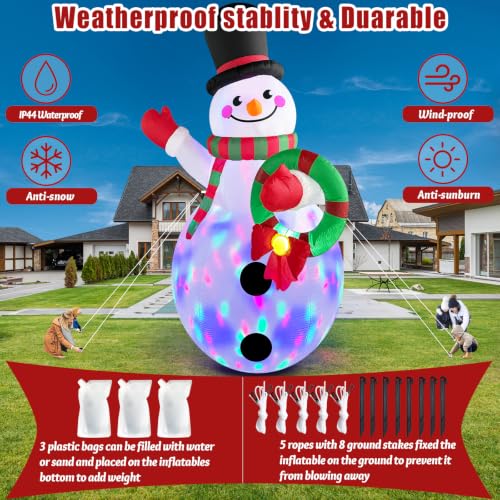 Danxilu 20 FT Tall Christmas Inflatable Snowman with Built-in Rotating LED Lights – Outdoor Yard Decor