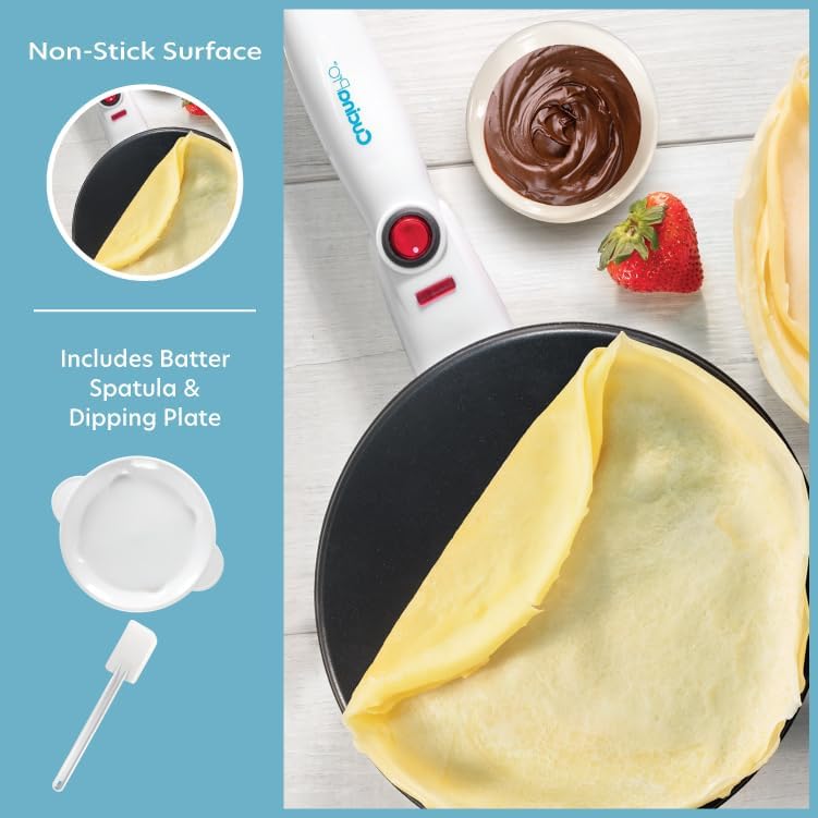 CucinaPro Cordless Electric Crepe Maker with Non-Stick Surface & Accessories