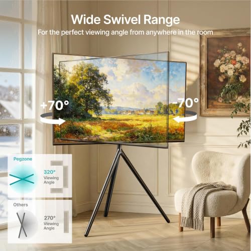 Pegzone Adjustable TV Stand for 45-65 Inch Screens Up to 88 lbs with Shelf