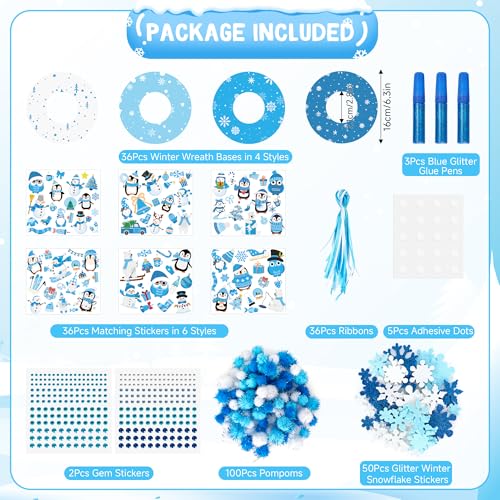 Winter Wreath Craft Kit - 36 DIY Christmas Wreath Decorations for Holiday Decor