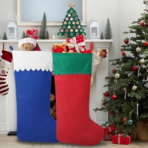 1 Pack Jumbo Felt Christmas Stockings, 38 Inches Large Red and White Felt Christmas Stockings for Xmas Tree Fireplace Hanging Decor and Holiday Party Family Home Decorations