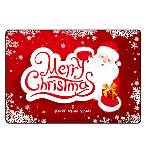 Merry Christmas Rug 2' x 3' Santa Claus Area Rug Winter Snowflake Doormat Blessing Floor Mat Carpet for Entryway Bedroom Happy New Year Decor