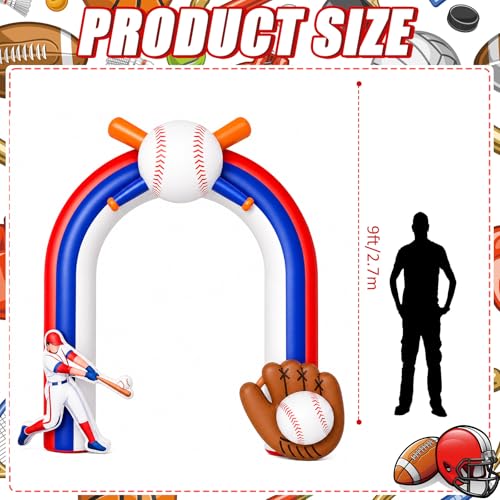 Shappy 9 ft Inflatable Baseball Arch with LED Lights for Party & Game Day Decor
