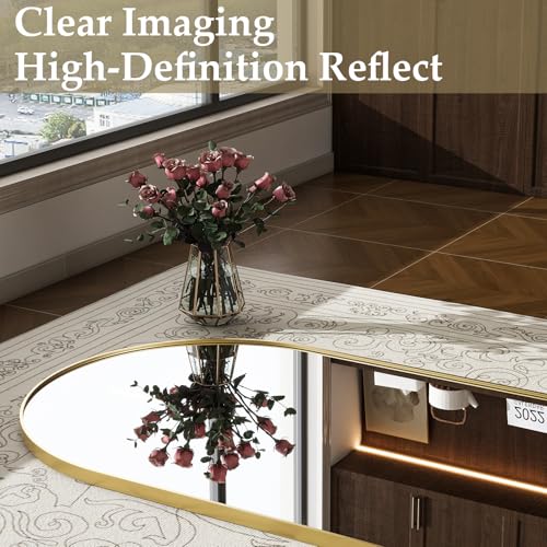 WISSMIELS 57" x 20" Gold Arched Full Length Mirror Wall & Floor Mount