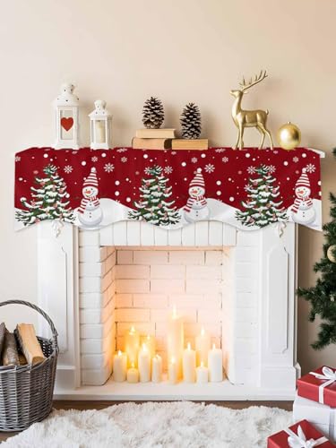 Victoroes 70 x 17 Inch Snowman Christmas Mantle Scarf for Fireplace & Holiday Decor