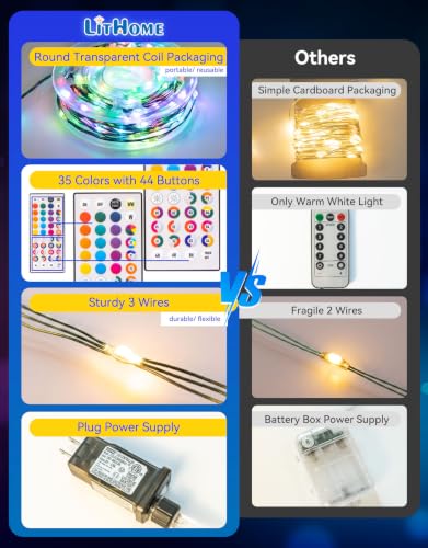 LitHome 130ft RGB 400LED Fairy String Lights with Remote - Green Wire