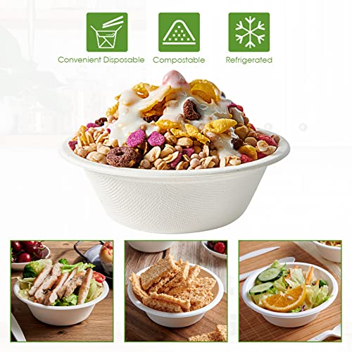 White Compostable 12 oz Bagasse Paper Bowls Bulk - 500 Pack