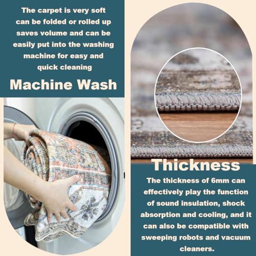 CHAMPLANT 6'x9' Washable Vintage Area Rug Boho Chic Medallion