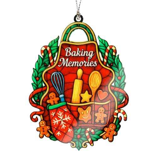Baking Ornament ? Christmas Kitchen Decor ? Holiday Baking Gift - Baker Card Xmas Gift ? Suncatcher Effect Stained Glass Window ? Car Hanging