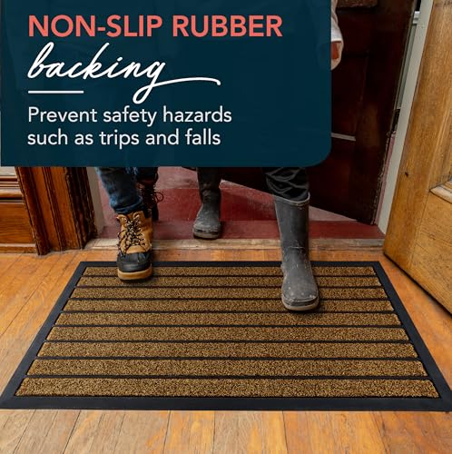 Extra Durable Outdoor Door Mat - 32 x 20 Inch Bright Brown Entrance Rug with Non-Slip Backing