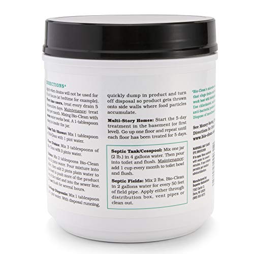 Bio-Clean Drain & Septic Treatment Can 2 Pounds - Natural Enzymes & Microbes for Plumbing & Grease Traps