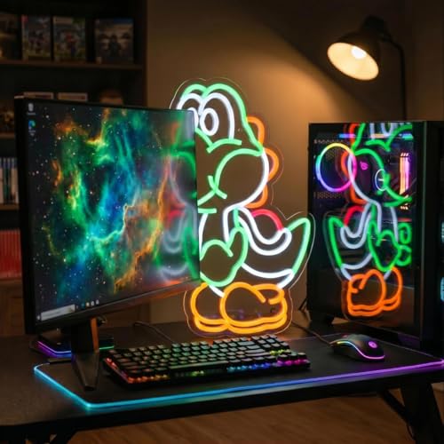 Dinosaur Neon Sign for Bedroom & Game Room - Dimmable LED Wall Decor