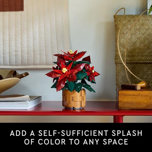 LEGO Icons Poinsettia Flower Building Set for Adults - Festive Holiday Decor