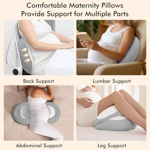 YGJT Grey Pregnancy Wedge Pillow for Sleeping, Memory Foam & Cooling Cover
