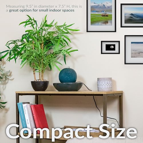 Sunnydaze Teal 7-Inch Ceramic Tabletop Fountain with Orb, Relaxing Water Sounds