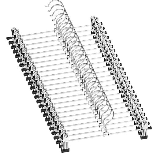 50 Pack Metal Pants Hangers with Clips - Adjustable, Space Saving for Men Women Kids