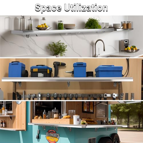68 x 12-Inch Stainless Steel Folding Concession Shelf - Maximize Space