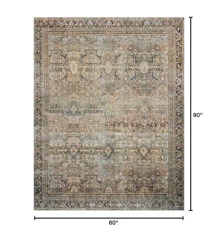 Loloi Layla Olive Charcoal 5' x 7'6" Area Rug - Traditional Boho Design