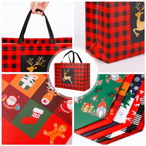 YANGTE 20 Pack Christmas Gift Bags Assorted Sizes, Reusable Tote with