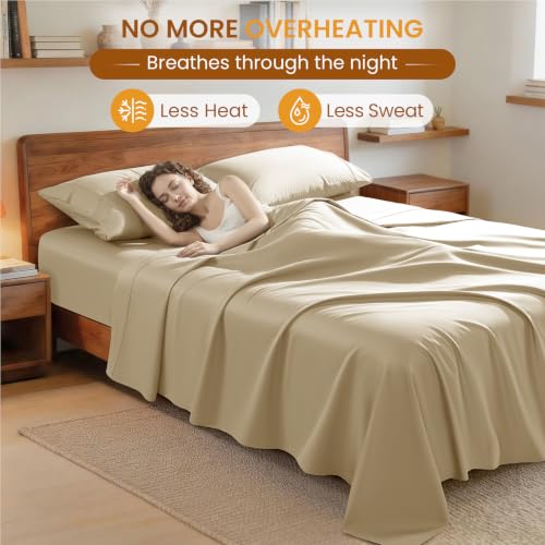 Egyptian Cotton King Sheet Set - 1000 Thread Count, Beige, Deep Pocket