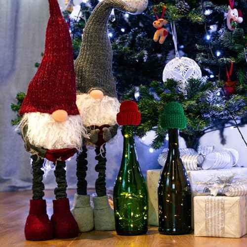 EBOOT 48 Pieces Mini Knit Hats for Crafts Mini Doll Hats Christmas Tree Ornaments for DIY Hair Accessories Crafts