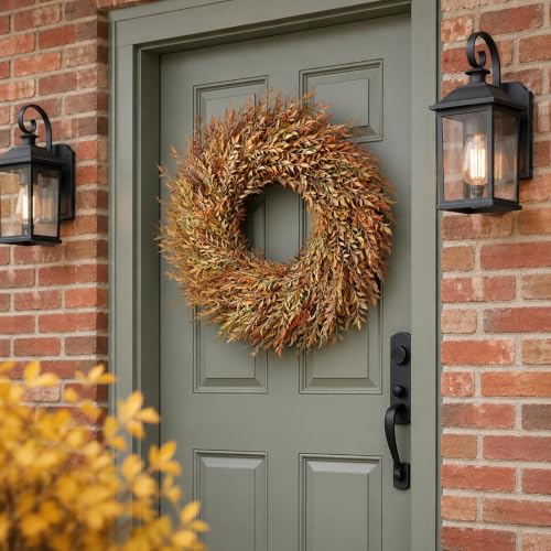 Artificial Fall Nandina Wreath 26 Inch for Front Door Decoration - Orange Green