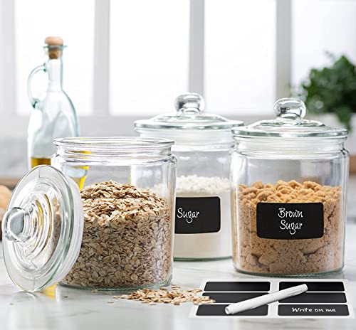 Glass Canister Set with Airtight Lids & Labels – Food Storage Containers for Kitchen & Pantry