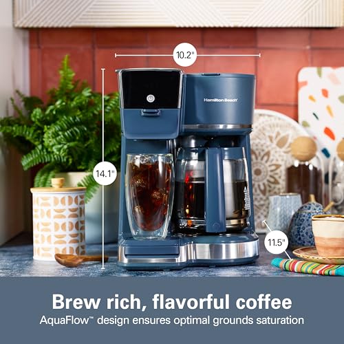 2-Way Drip & Single Serve Coffee Maker - 12 Cup, Blue - Kitchen Makeover Collection