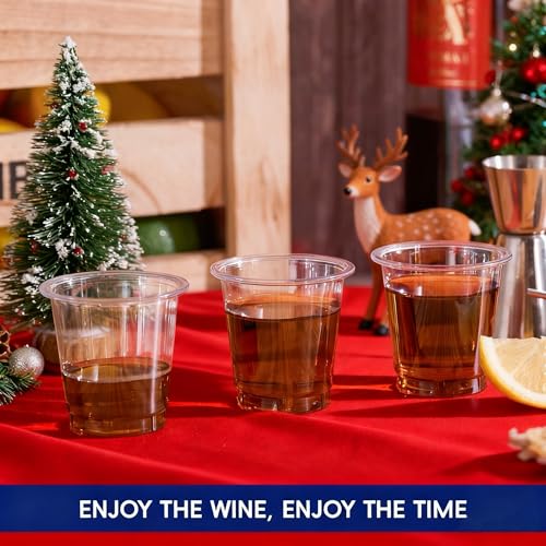JOLLY CHEF 1000 Pack 1 oz Clear Disposable Plastic Shot Glasses - Party & Catering