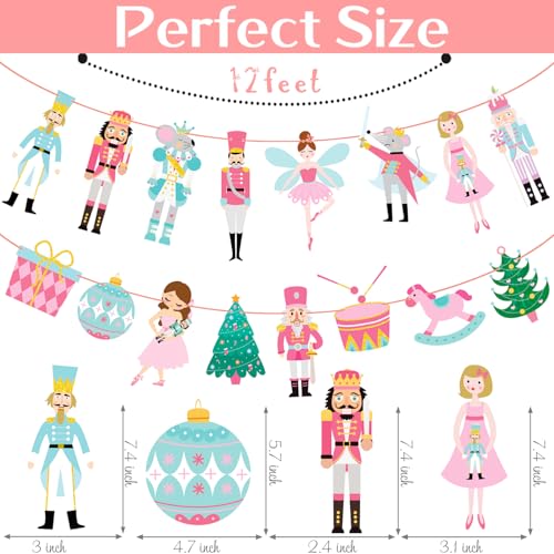 Nutcracker Christmas Banner Set 2pc Ballet Theme - Pink & Blue Party Decor