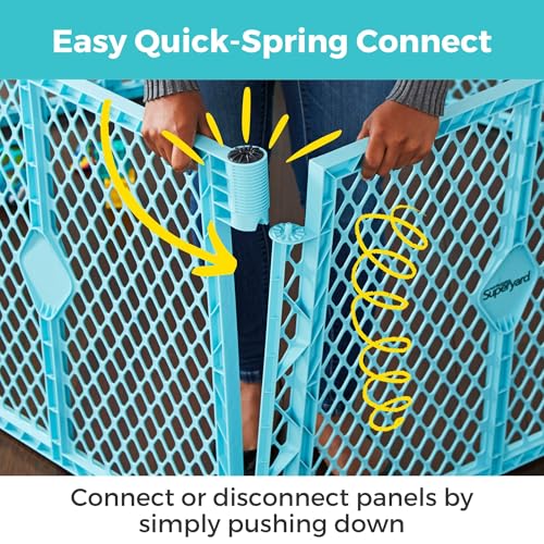Toddleroo Baby Play Yard 6-Panel, 18.5 Sq Ft, 26 Inch Aqua Portable Safety Fence