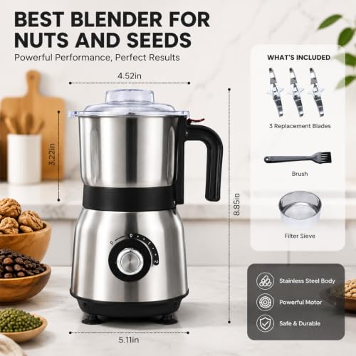 FAOFER Black Electric Spice, Coffee & Nut Grinder 600ML Capacity