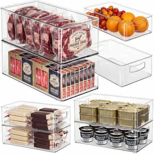 Hudgan 8 Pack Stackable Freezer & Pantry Organizer Bins 2XL+3L+3M