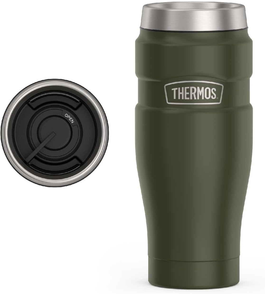 THERMOS Stainless King Vacuum-Insulated Tumbler - 16oz Army Green | Leak-Proof & Sweat-Proof for Hot & Cold Drinks