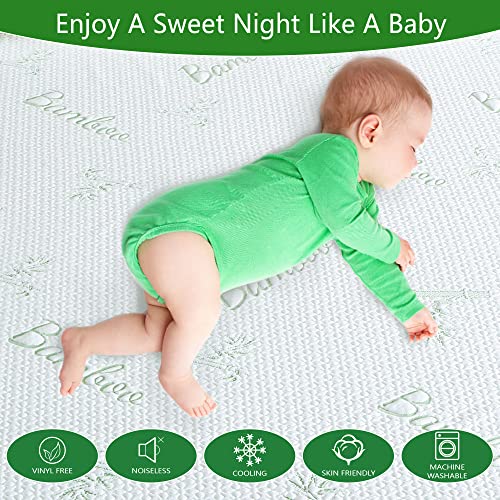 Split Top King Mattress Protector with Cooling Bamboo Viscose Waterproof Cover - 34" from Head - Fits 6-18" Deep Mattresses - Variation: 34" from Head