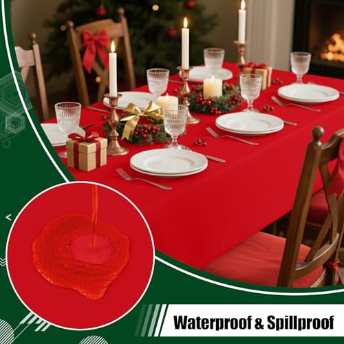 Red Christmas Plastic Disposable Table Cloth 54 x 108 Inches - 6 Pack