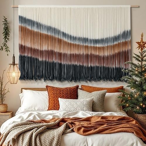 Coffee Boho Macrame Wall Hanging Tapestry - Large 57x35 Inches Home Decor