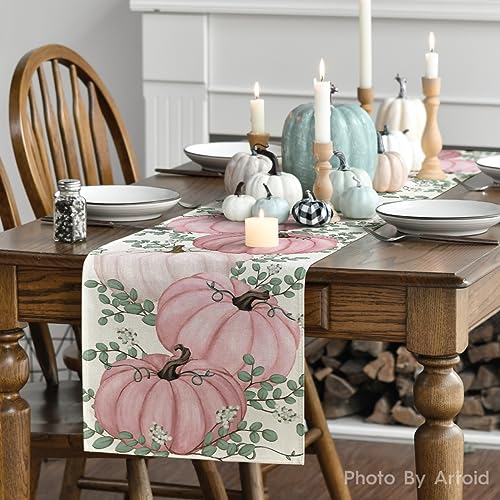 Artoid Mode 13 x 108 Inch Pink Fall Table Runner - 210 GSM Polyester Home Decor