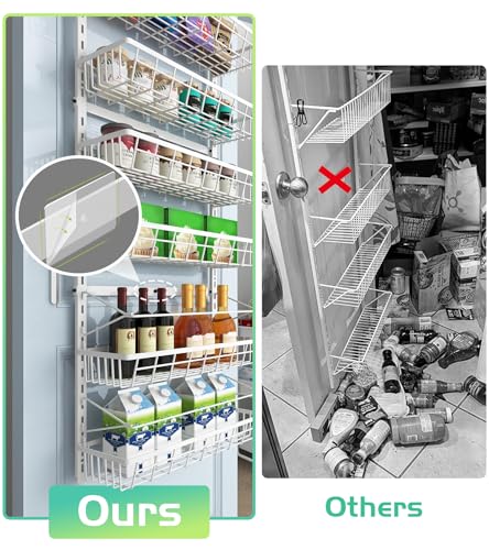 Over The Door Pantry Organizer 6-Tier Wall Mount Spice Rack - White