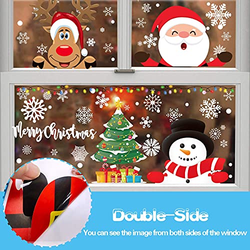 Christmas Window Stickers 8 Sheets 262PCS Static Clings Holiday Decorations