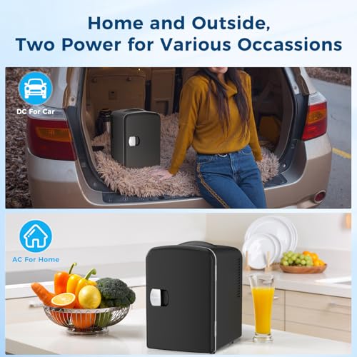 Antarctic Star 4L Compact Portable Mini Fridge Black for Cosmetics & Drinks