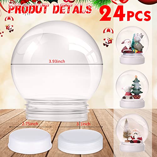 Mimorou 24 Pcs DIY Snow Globes Bulk with Detachable Bases - Christmas Decorations