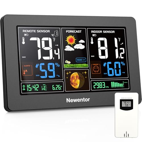 Wireless Indoor Outdoor Weather Station with 1 Sensor - Black