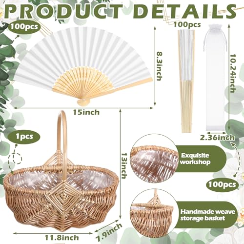 101 Pack Wedding Fans for Guests - DIY Foldable Hand Fans Bulk Set