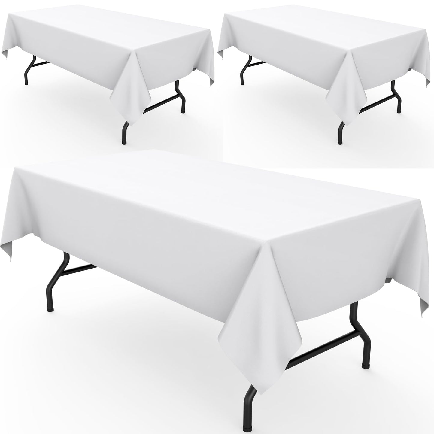 Pureegg Rectangle Table Cloth 60" x 102" – Durable Polyester Tablecloth Offers Reusable & Washable Protection, Ideal for Outdoor Party, Picnic, Wedding, Banquet and Birthday, 3 Pack, Black