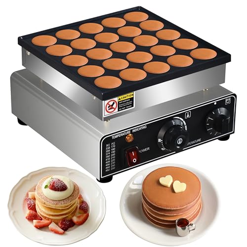 AEYDJXMER 110V Commercial Mini Pancake Maker 25pcs Non-Stick Dutch Poffertjes Grill