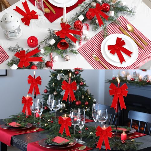 Burgundy Velvet Christmas Red Bow 13x9 Inches - 10 Pack Holiday Wreath Decorations