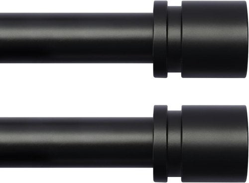Byondeth Curtain Rods - Adjustable 16 to 144 Inches | 1 Inch Diameter | Black with Aluminium Finials