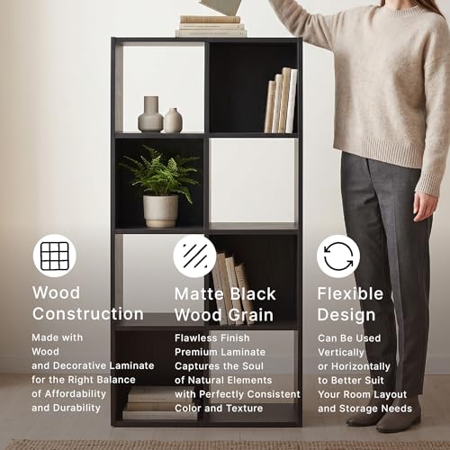 Signature Design by Ashley 8-Cube Storage Organizer - Black Bookcase, Model Langdrew, Vertical/Horizonal