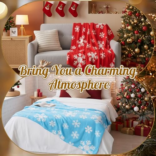 Fanfanwin 24-Pack Multicolor Christmas Snowflake Throw Blankets 50x60"